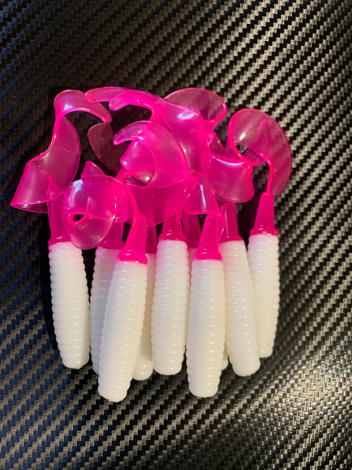 6” Bottom Fish Grub White/Pink Tail 8pk
