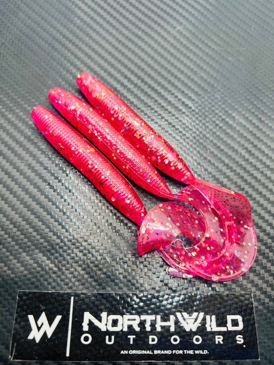 6” Bottom Fish Grub Bloody Rose 8pk