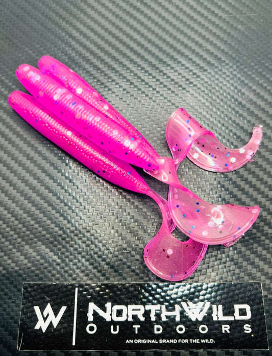6” Bottom Fish Grub Pink Glitter 8pk